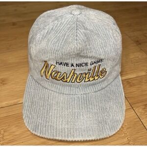 HAVE A NICE GAME Nashville Script Light Baby Blue Corduroy Retro Snapback Hat